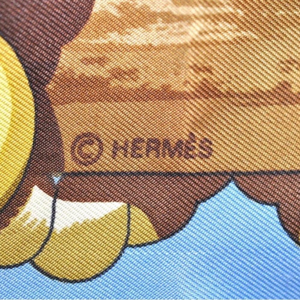 Authentic HERMES Carre 90 Scarf "Tribord" Silk Blue - Picture 7 of 16